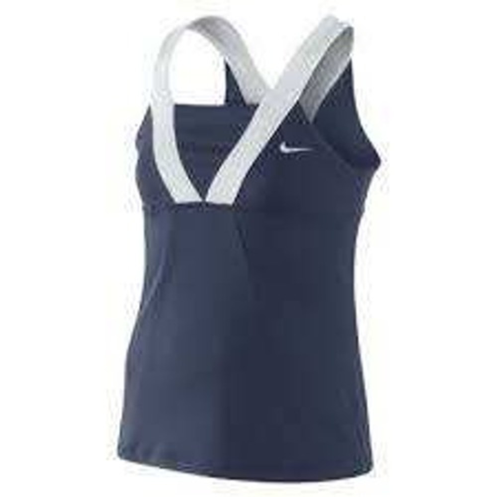 Nike Girls Dri-FIT Tennis Tank Top Navy‎ Blue White Racerback 403578-451 Size L